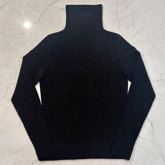 Club Monaco Lurex Metallic Julie Turtleneck - Black - Large - Slim Fit - Sleek! - Picture 2 of 10
